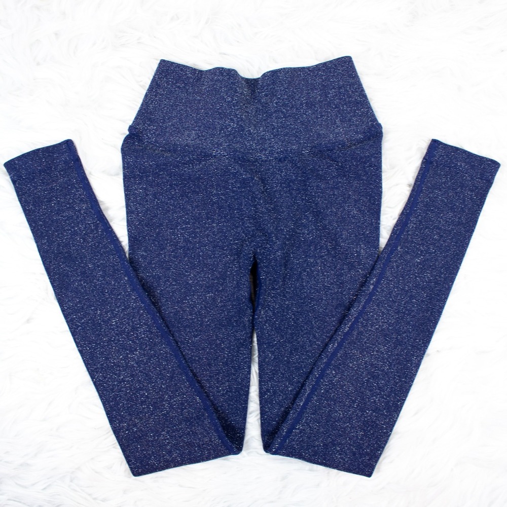 Spiritual Gangster Navy Blue Glitter Leggings Women Gym XS Small Active Athletic